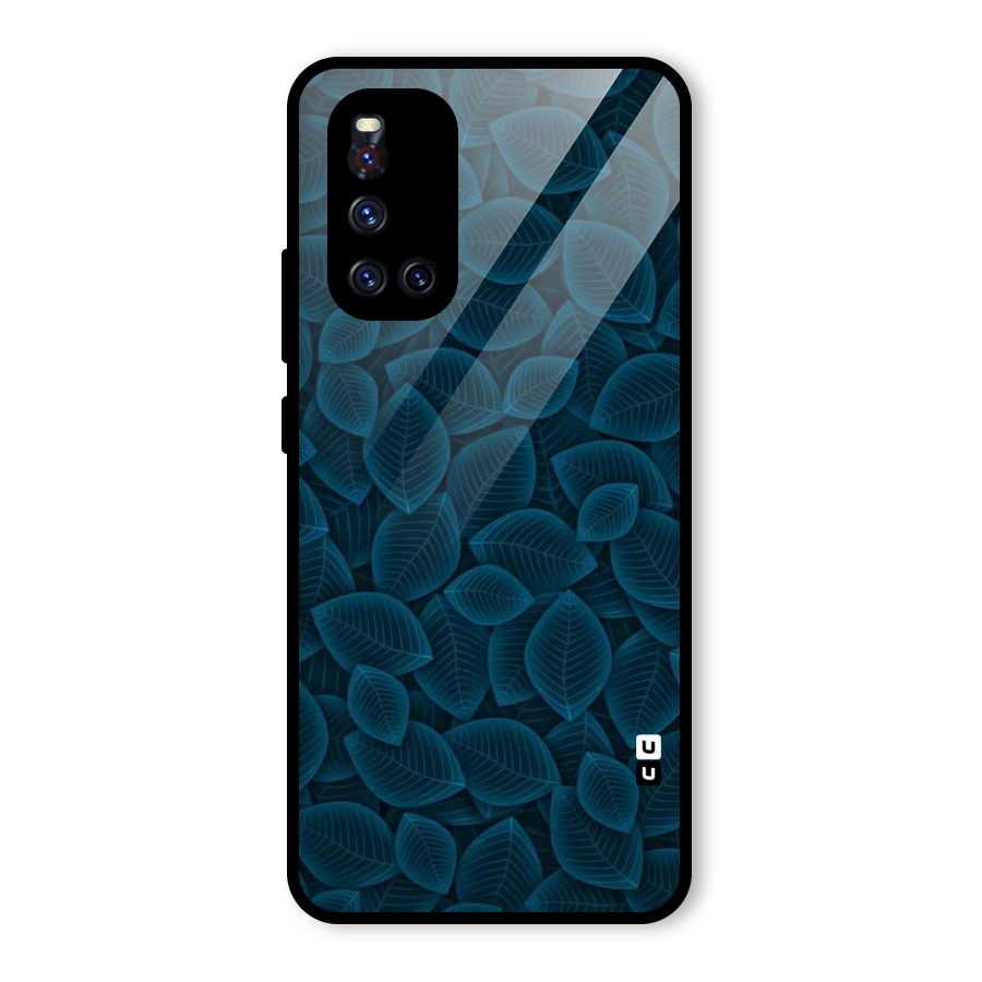 Blue Thin Leaves Glass Back Case for Vivo V19