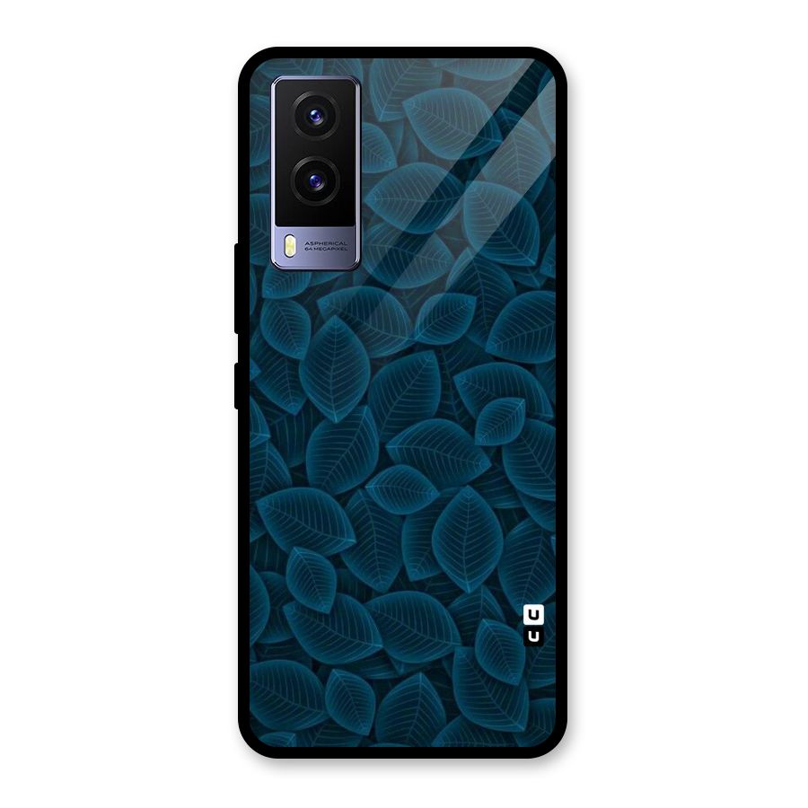 Blue Thin Leaves Glass Back Case for Vivo V21e 5G