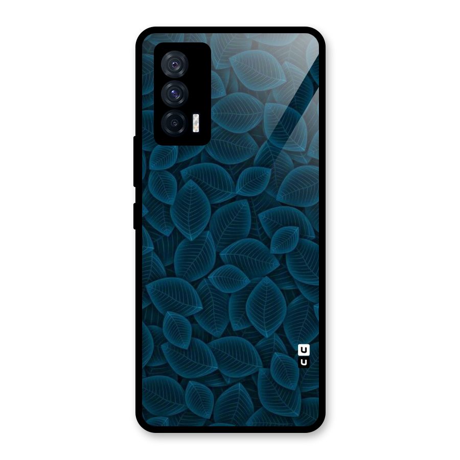 Blue Thin Leaves Glass Back Case for Vivo iQOO 7 5G