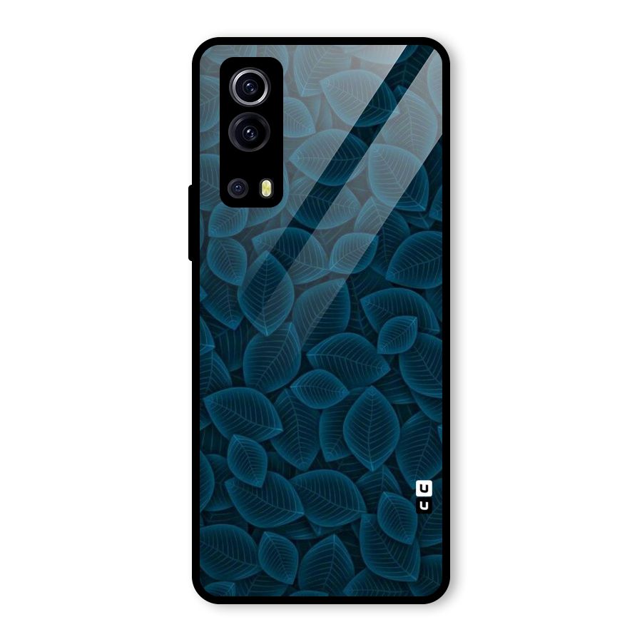 Blue Thin Leaves Glass Back Case for Vivo iQOO Z3