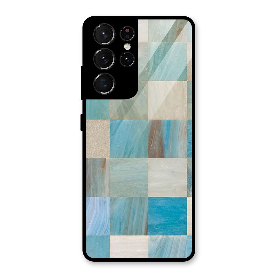 Blue Tiles Glass Back Case for Galaxy S21 Ultra 5G