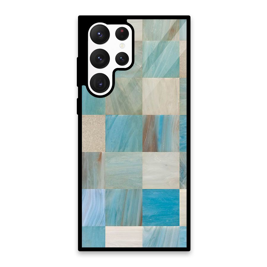 Blue Tiles Glass Back Case for Galaxy S22 Ultra 5G