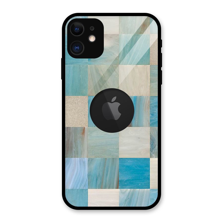 Blue Tiles Glass Back Case for iPhone 11 Logo Cut