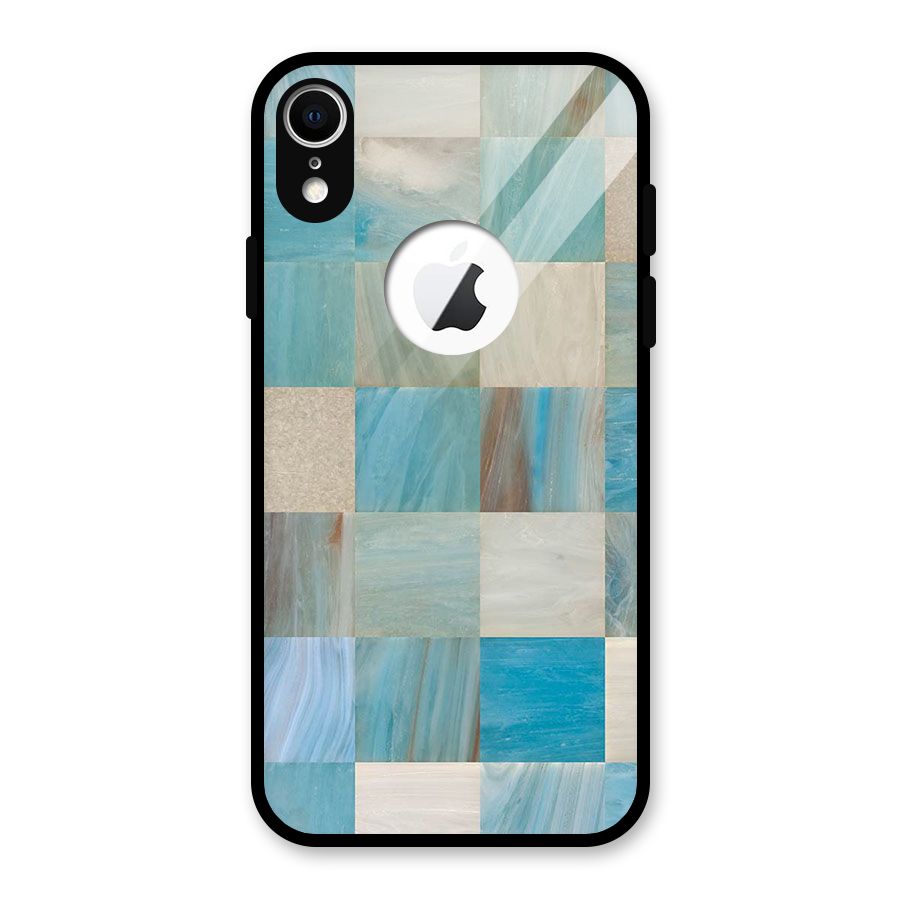 Blue Tiles Glass Back Case for iPhone XR Logo Cut