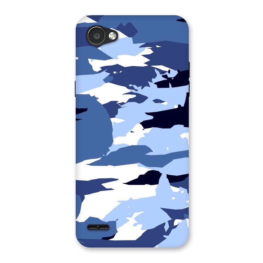 Blue White Canvas Back Case for LG Q6