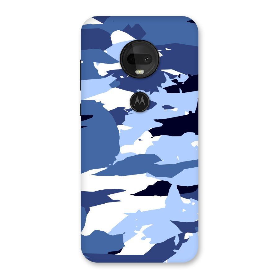 Blue White Canvas Back Case for Moto G7