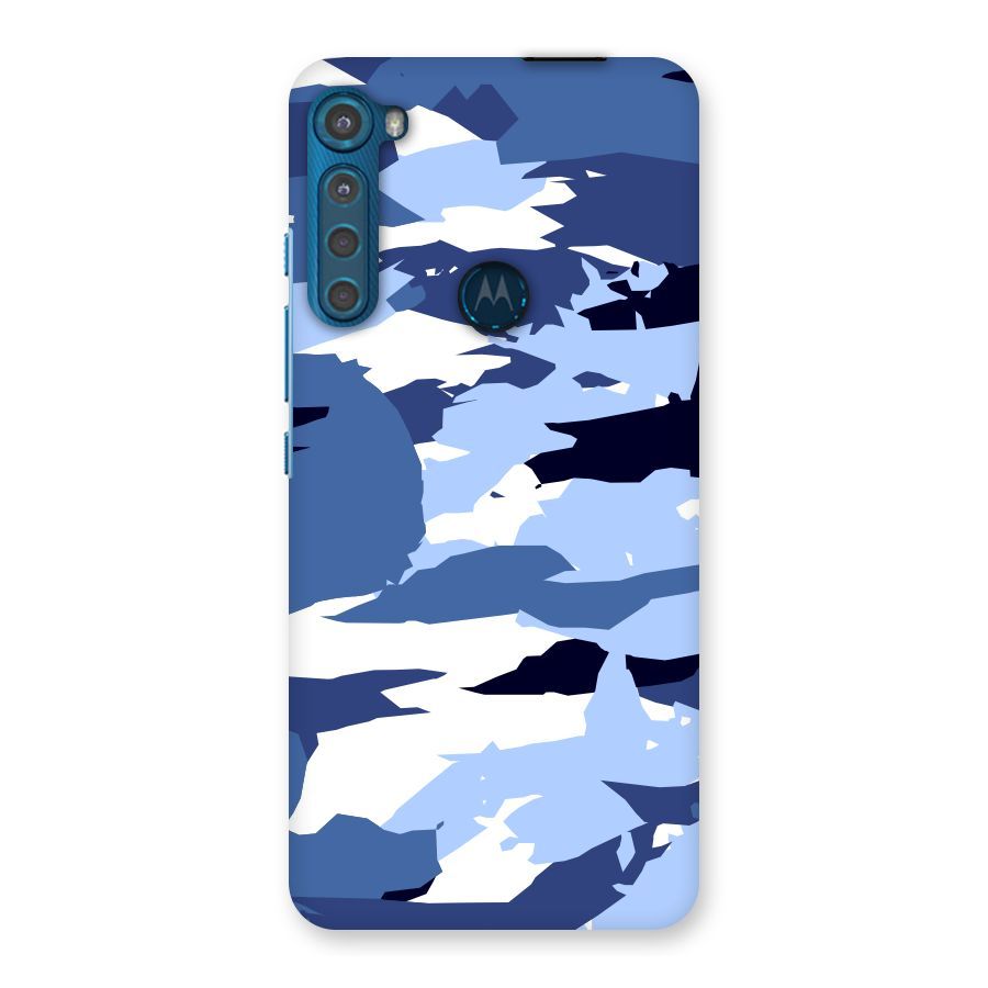 Blue White Canvas Back Case for Motorola One Fusion Plus