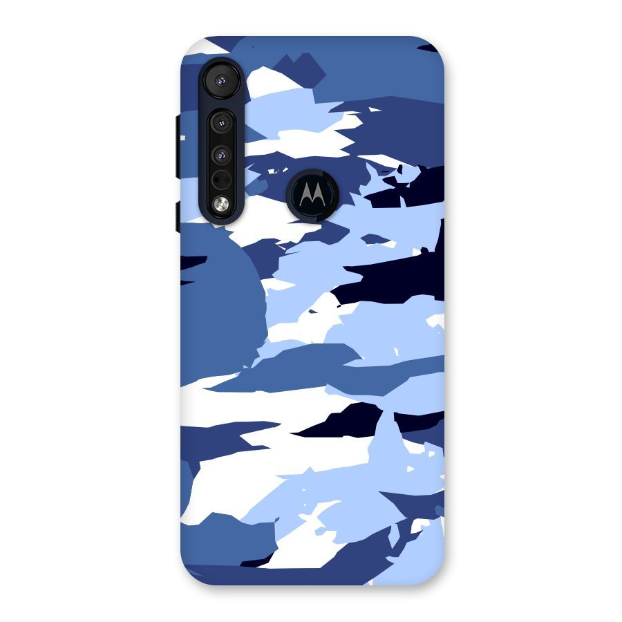 Blue White Canvas Back Case for Motorola One Macro