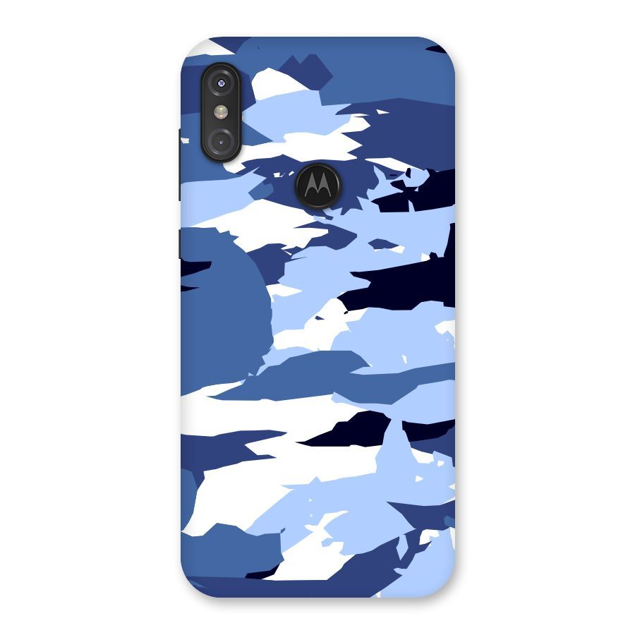 Blue White Canvas Back Case for Motorola One Power