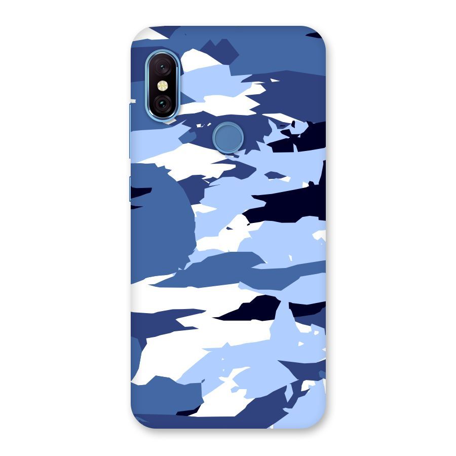 Blue White Canvas Back Case for Redmi Note 6 Pro