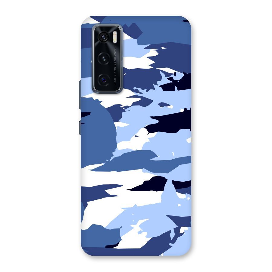Blue White Canvas Back Case for Vivo V20 SE