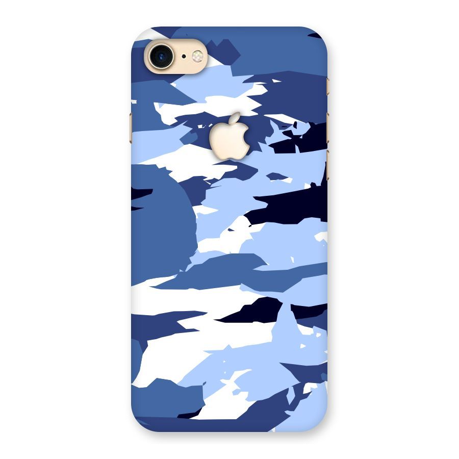 Blue White Canvas Back Case for iPhone 7 Apple Cut