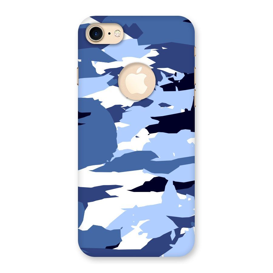 Blue White Canvas Back Case for iPhone 7 Logo Cut