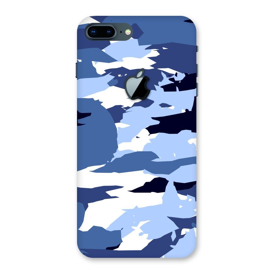 Blue White Canvas Back Case for iPhone 7 Plus Apple Cut