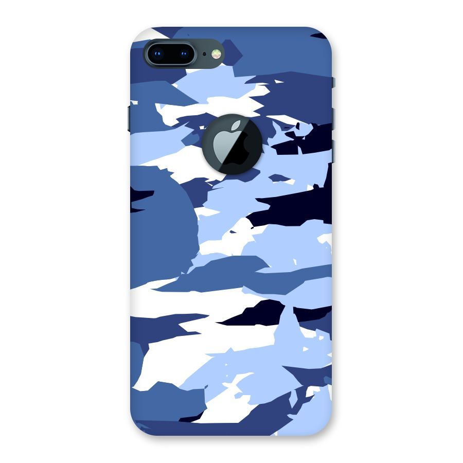Blue White Canvas Back Case for iPhone 7 Plus Logo Cut