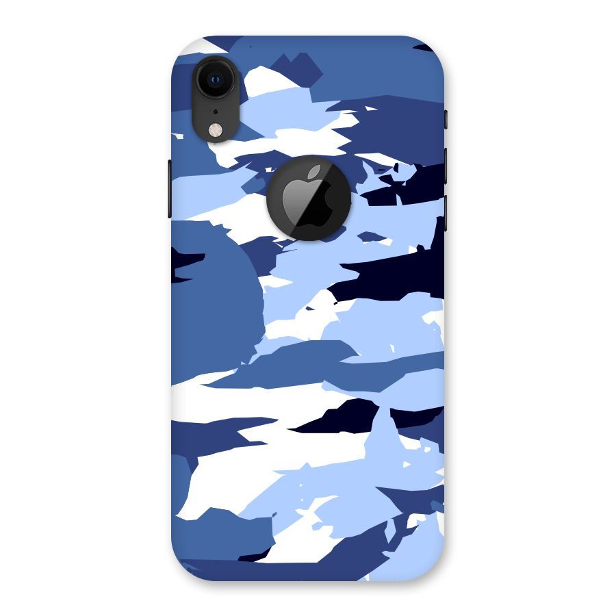 Blue White Canvas Back Case for iPhone XR Logo Cut