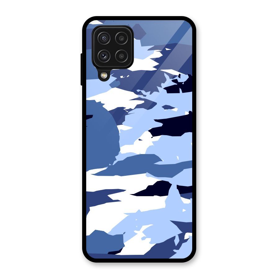 Blue White Canvas Glass Back Case for Galaxy A22 4G