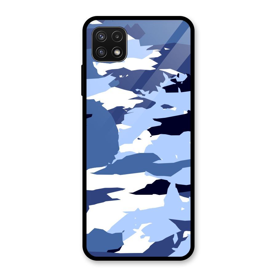 Blue White Canvas Glass Back Case for Galaxy A22 5G