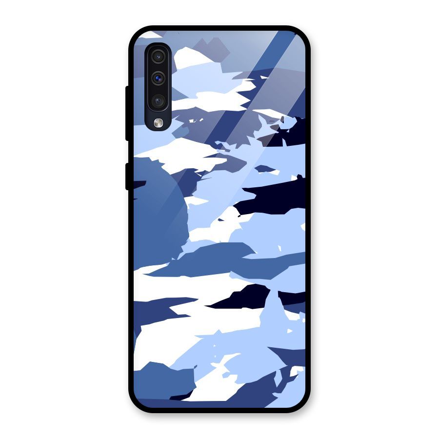 Blue White Canvas Glass Back Case for Galaxy A50