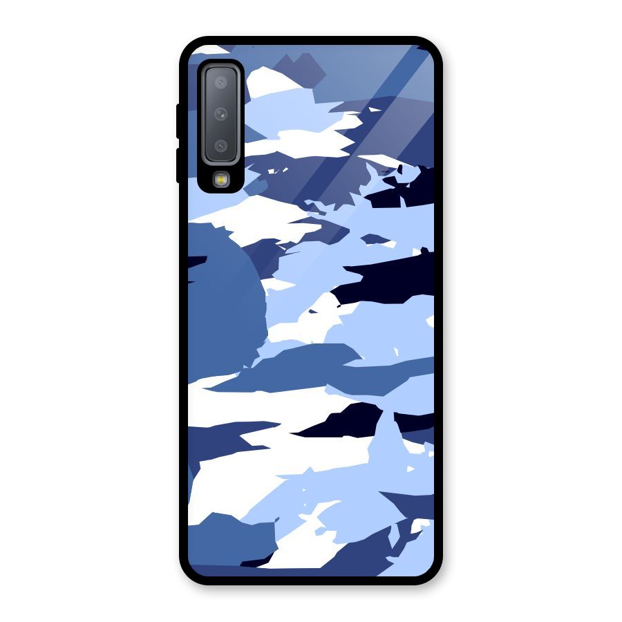 Blue White Canvas Glass Back Case for Galaxy A7 (2018)