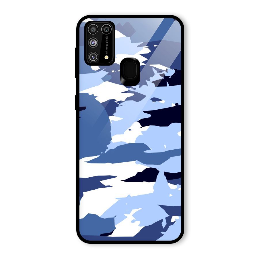 Blue White Canvas Glass Back Case for Galaxy F41