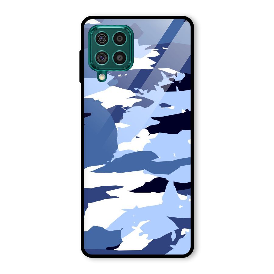 Blue White Canvas Glass Back Case for Galaxy F62