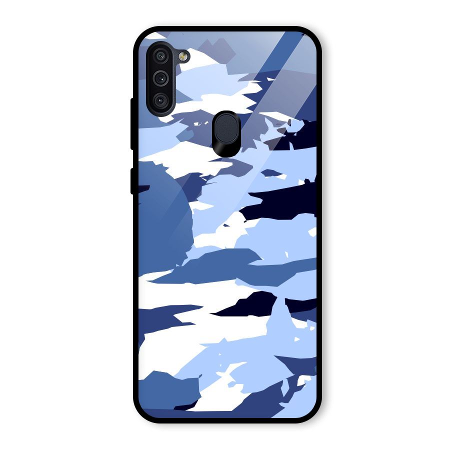 Blue White Canvas Glass Back Case for Galaxy M11