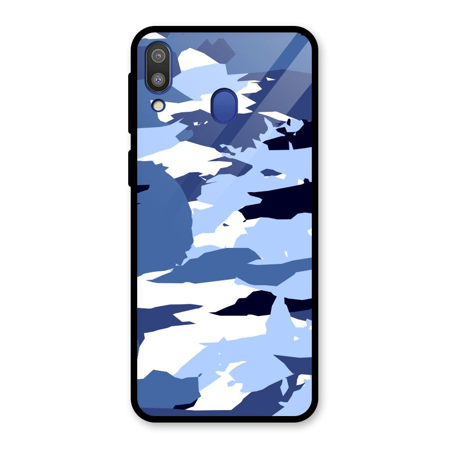 Blue White Canvas Glass Back Case for Galaxy M20
