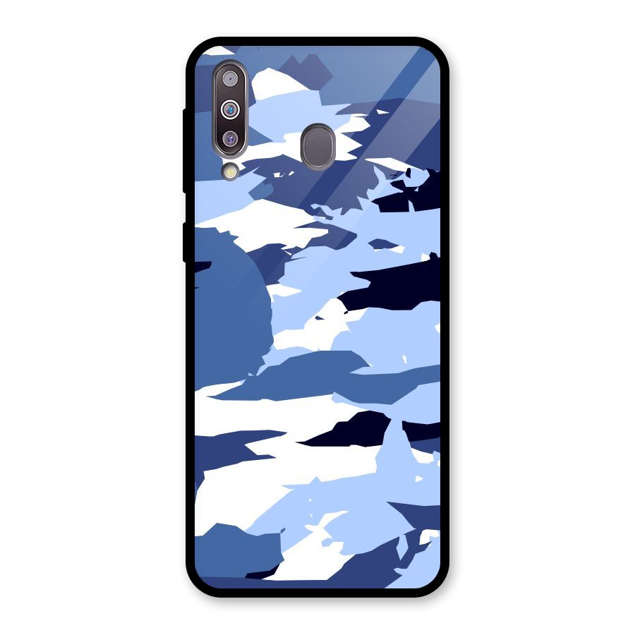 Blue White Canvas Glass Back Case for Galaxy M30