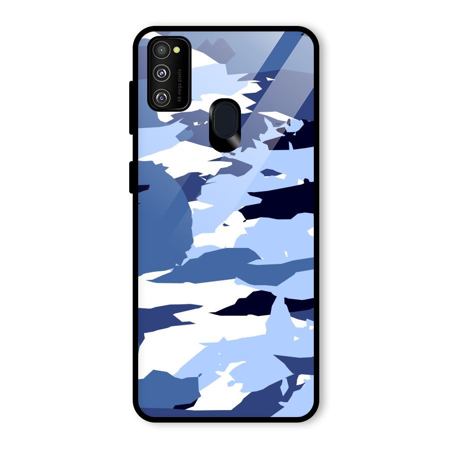 Blue White Canvas Glass Back Case for Galaxy M30s