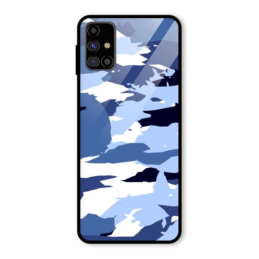 Blue White Canvas Glass Back Case for Galaxy M31s