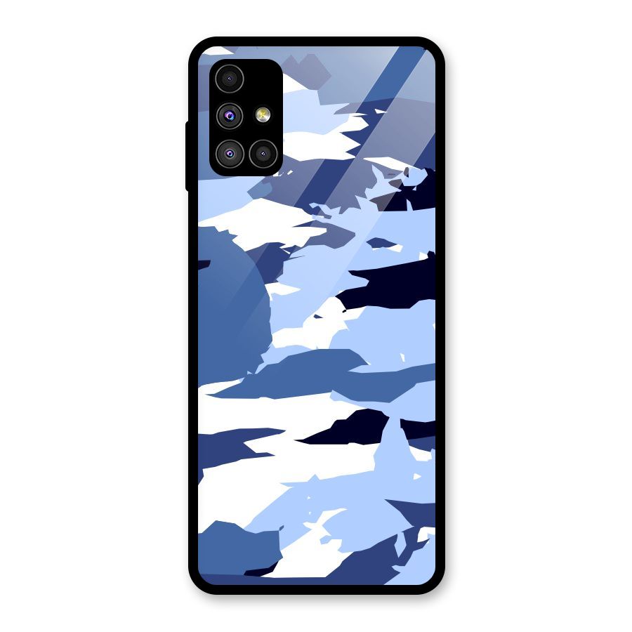 Blue White Canvas Glass Back Case for Galaxy M51