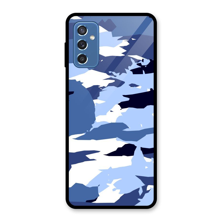 Blue White Canvas Glass Back Case for Galaxy M52 5G