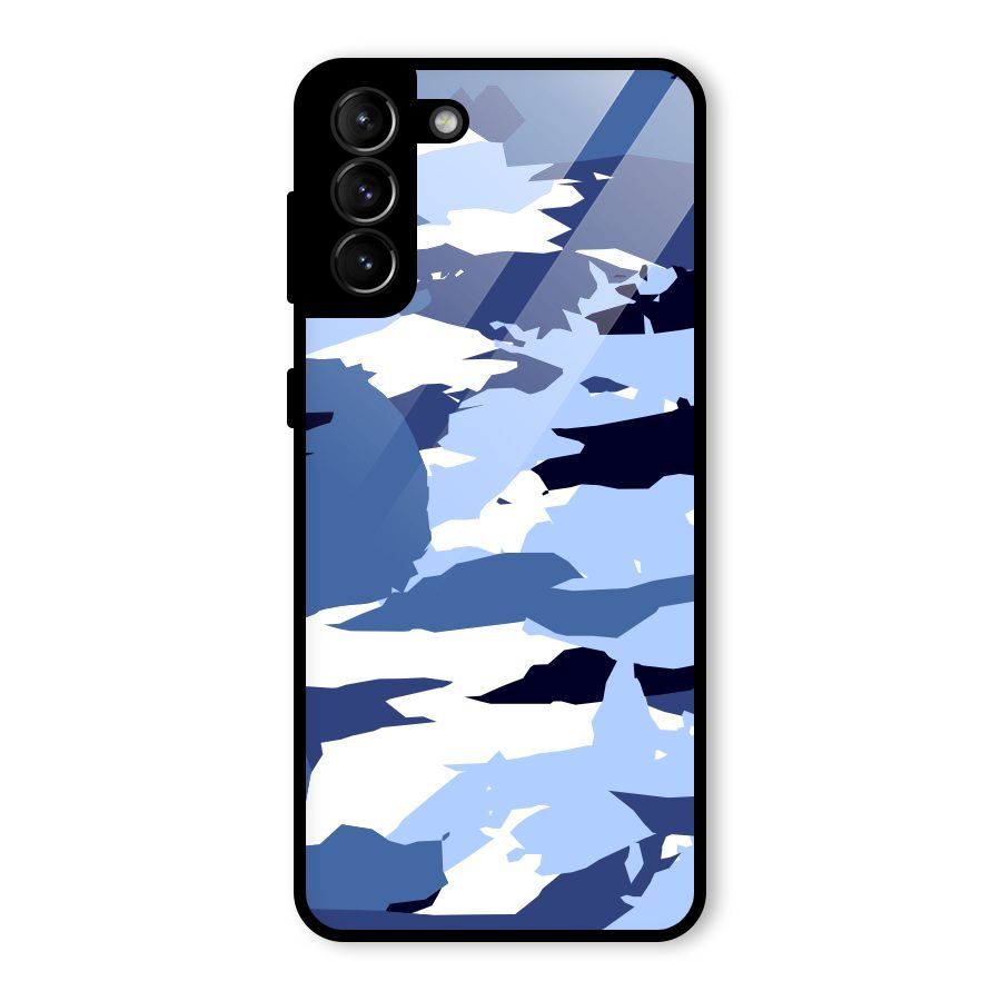 Blue White Canvas Glass Back Case for Galaxy S21 Plus