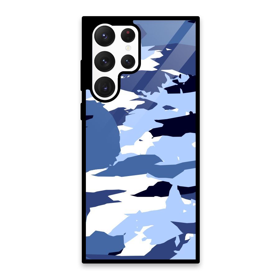 Blue White Canvas Glass Back Case for Galaxy S22 Ultra 5G