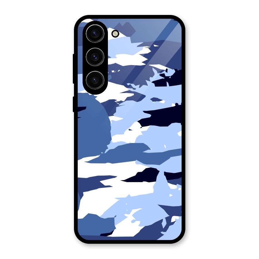 Blue White Canvas Glass Back Case for Galaxy S23 Plus