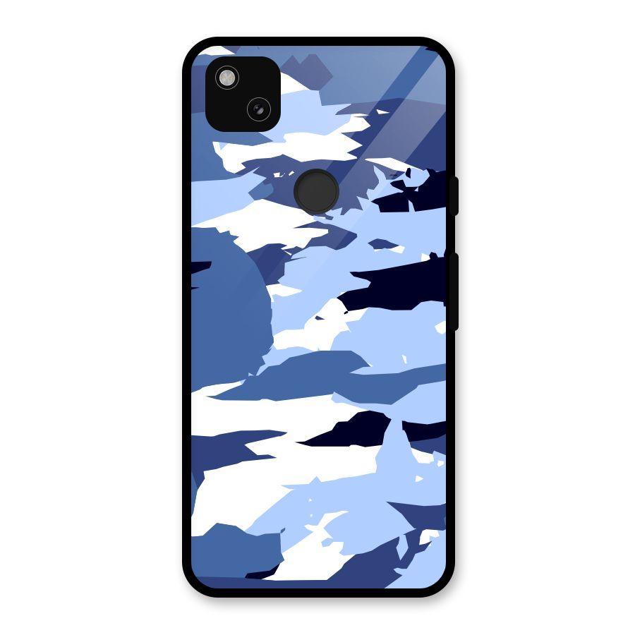 Blue White Canvas Glass Back Case for Google Pixel 4a