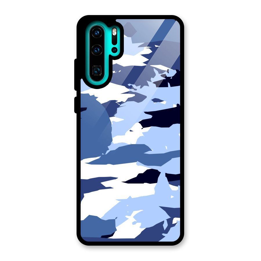 Blue White Canvas Glass Back Case for Huawei P30 Pro