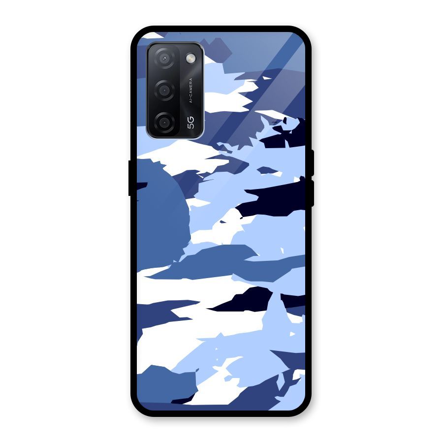 Blue White Canvas Glass Back Case for Oppo A53s 5G