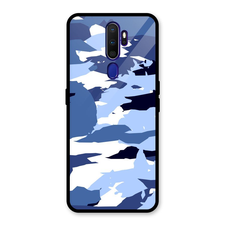 Blue White Canvas Glass Back Case for Oppo A9 (2020)