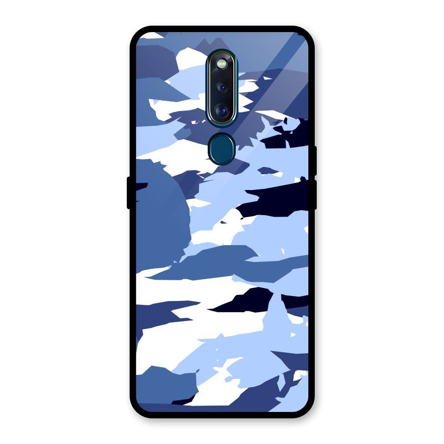 Blue White Canvas Glass Back Case for Oppo F11 Pro