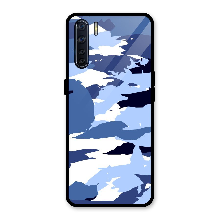 Blue White Canvas Glass Back Case for Oppo F15