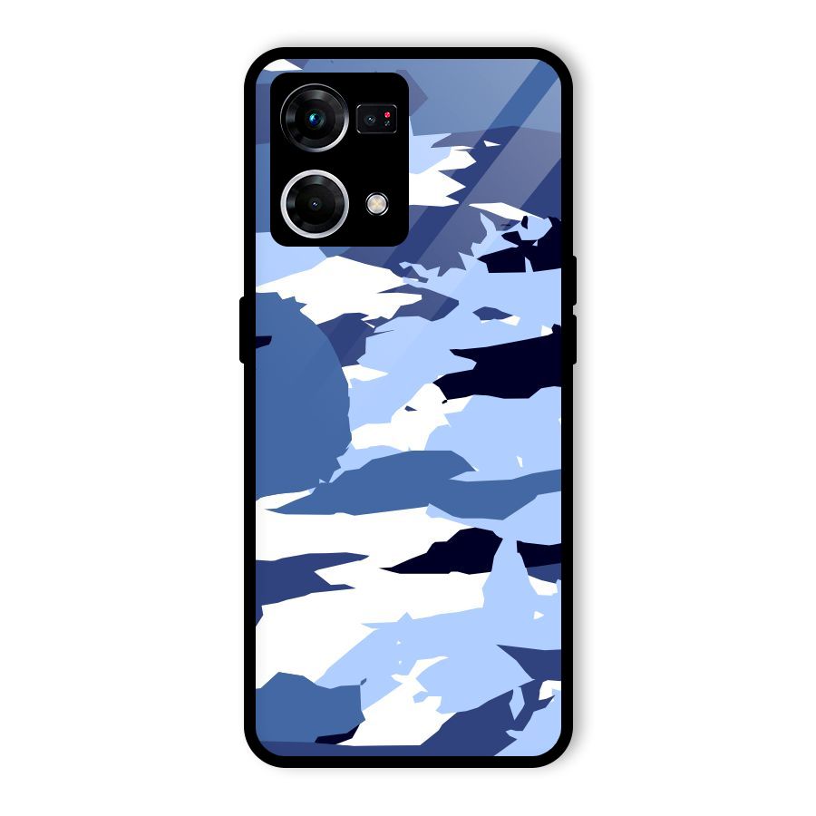 Blue White Canvas Glass Back Case for Oppo F21 Pro 4G