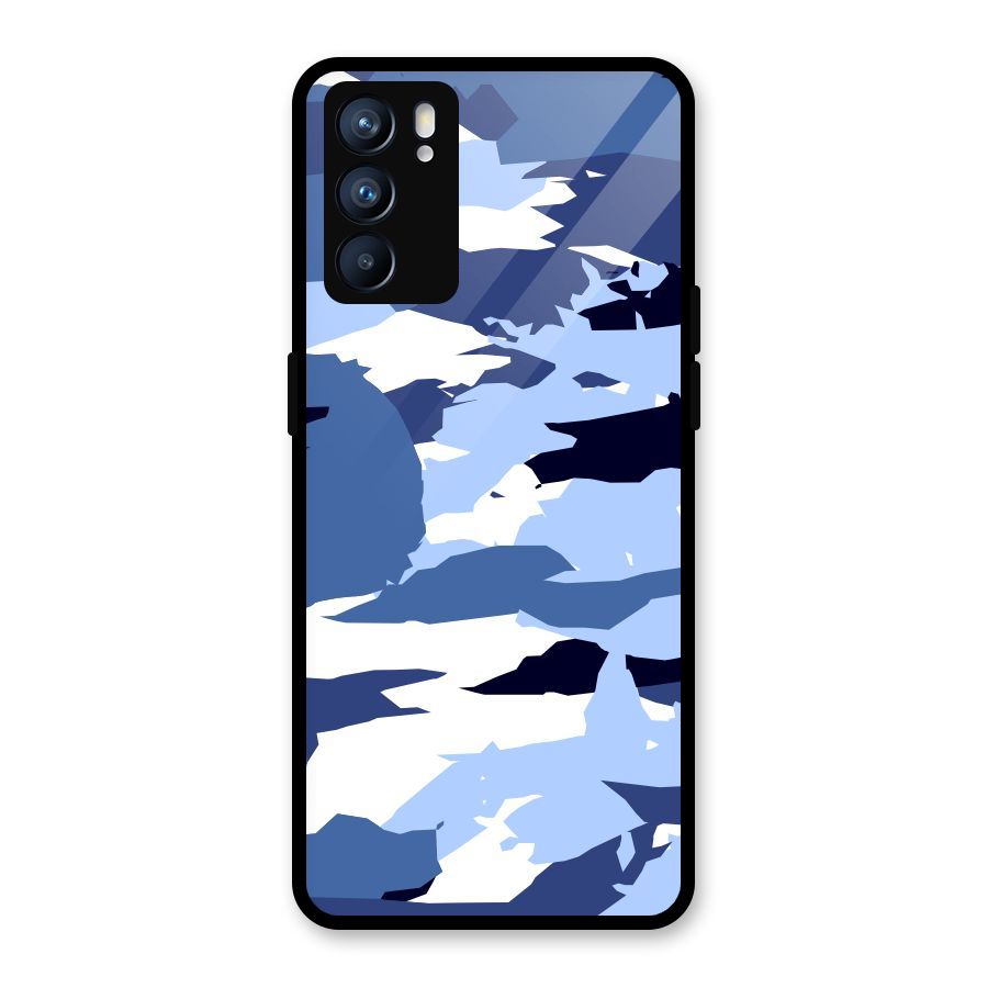 Blue White Canvas Glass Back Case for Oppo Reno6 5G