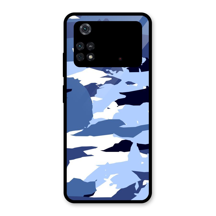 Blue White Canvas Glass Back Case for Poco M4 Pro 4G