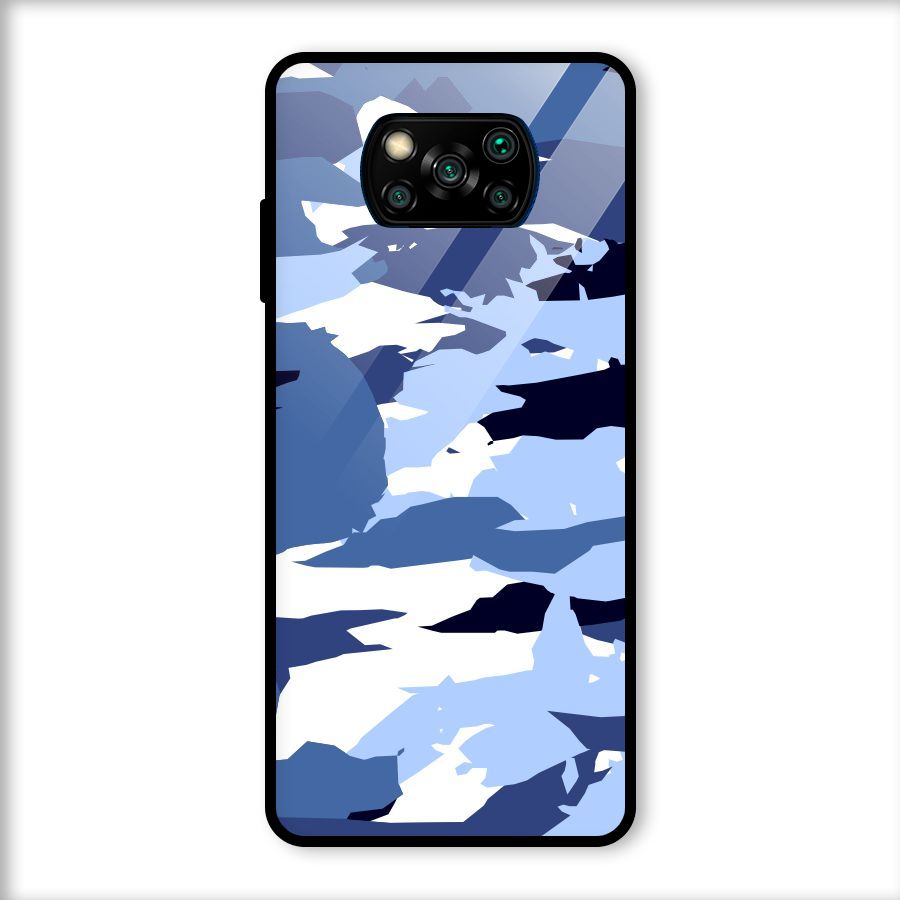 Blue White Canvas Glass Back Case for Poco X3