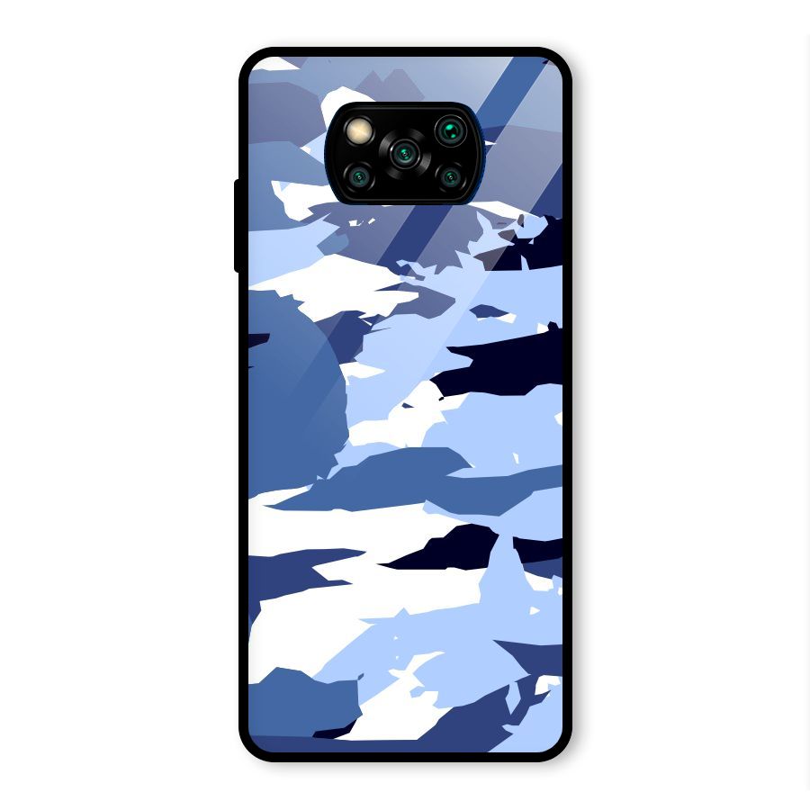 Blue White Canvas Glass Back Case for Poco X3 Pro