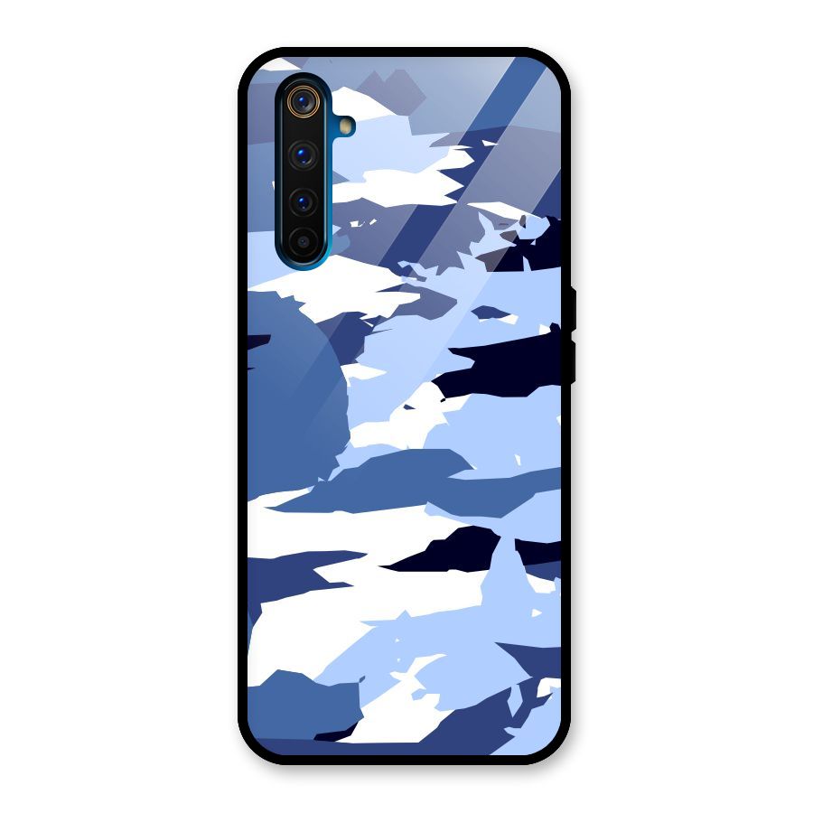 Blue White Canvas Glass Back Case for Realme 6 Pro