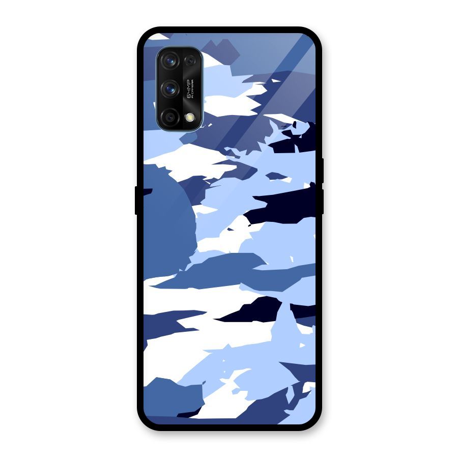 Blue White Canvas Glass Back Case for Realme 7 Pro