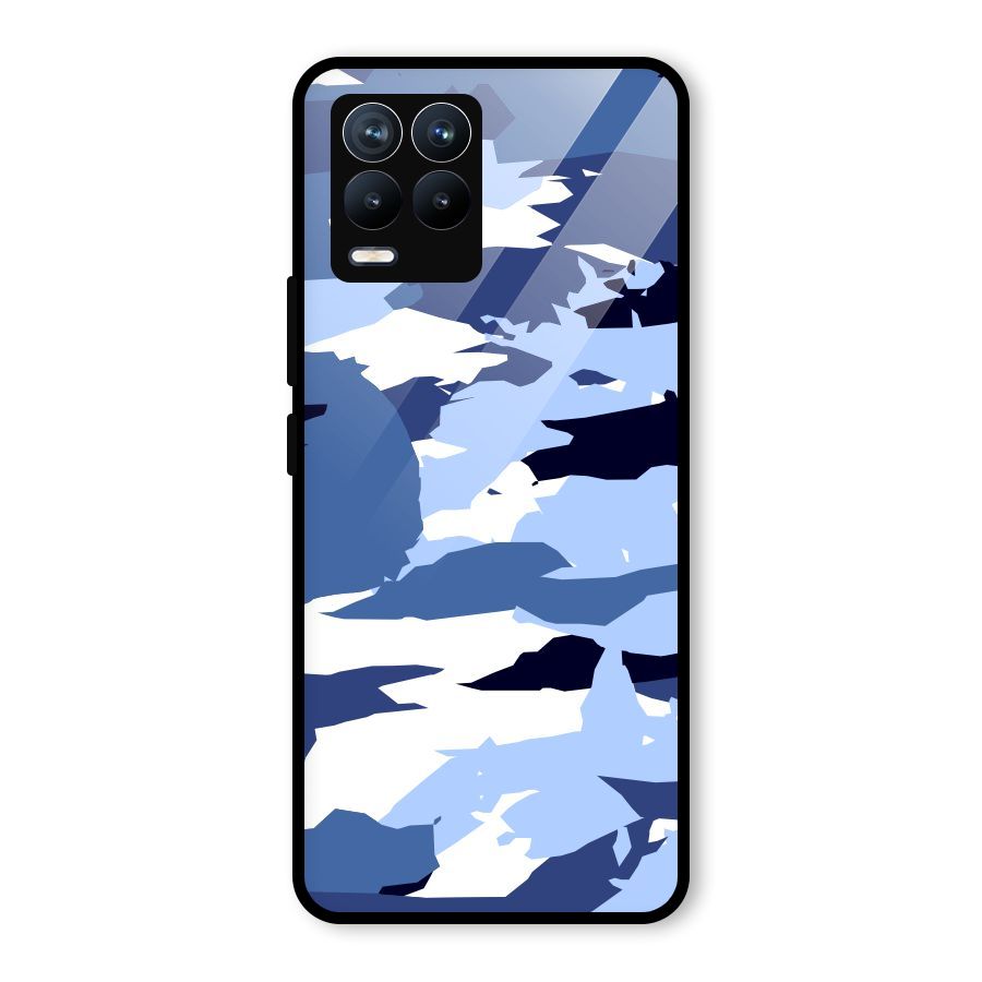 Blue White Canvas Glass Back Case for Realme 8 Pro